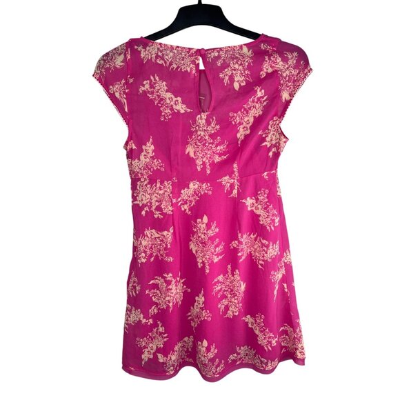 Free People Mazzi Pink Floral Mini Dress Cap Sleeves Keyhole Back Size XS - Picture 14 of 16